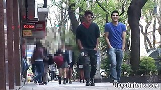 Hunky twink boys hook-up to hand the cafe