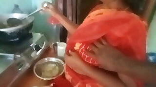 aunty cooking coition with the addition of handjob boy cock